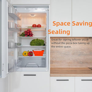 PremiumAV Reusable Expandable Pizza Storage Container with 5 Microwavable Trays  Adjustable for Home & Outdoor Use  - PremiumAV