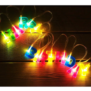 PremiumAV Decoratives Plastic Happy Birthday 13 LED Letter Battery Operated String Lights, Outdoor String Lights (Multicolour)  - PremiumAV