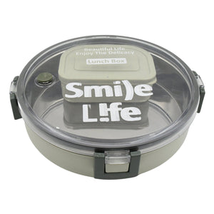 PremiumAV Miracle Stainless Steel Round Lunch Box, with Small Plastic Box Insert Leak Proof Lunch Box with Transparent lid, Lunch Box for Kids & Adult  - PremiumAV