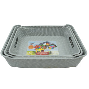 PremiumAV Multipurpose Organising & Storage Plastic Tray,  Fruit & Vegetable/ Multi Purpose Tray, Organizer for Kitchen, Countertop, Cabinet, Bathroom  - PremiumAV