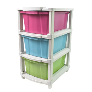 PremiumAV 3-Layer Plastic Drawer Storage Organizer, Multi-Purpose Cabinet (1 Pc / Mix Color) - PremiumAV