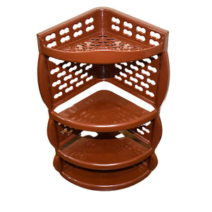 PremiumAV Multi Purpose Plastic Corner Rack a Stylish Storage Shelf for Kitchen / Living Room / Bathroom (1 Pc / 3 Layer )  - PremiumAV