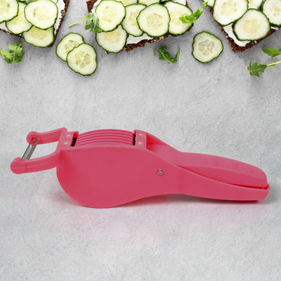 Plastic 2 in 1 Vegetable & Fruit Multi Cutter 5 Blade Vegetable Cutter with Peeler (1 Pc / Multicolor)