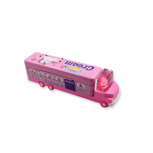 PremiumAV Double Decker Magic Truck Compass Multi Level Metal Truck Compass Pencil Case with Movable Wheels & Sharpener (Mix Design) - PremiumAV