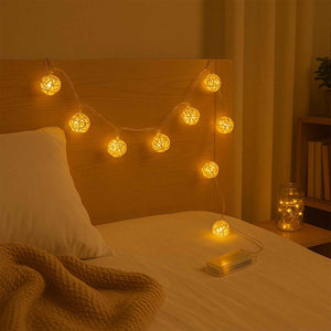 Battery Operated Rattan Ball String Decorative Fairy Lights