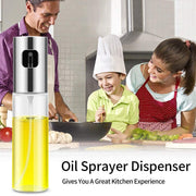 Multi-use oil sprayer bottle details and benefits.