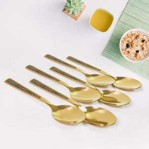 PremiumAV Premium Luxurious Stainless Steel Coated Spoons (6 Pcs Set / Golden)  - PremiumAV