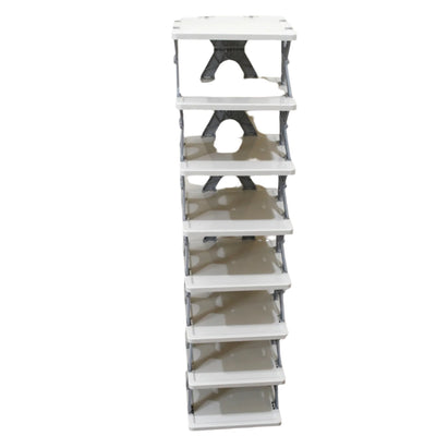 PremiumAV 8-Layer Foldable Shoe Rack for Entryway - Heavy Duty Plastic Shoe Organizer