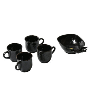PremiumAV Pine Party Ceramic Tea / cups / Mug Set With Pineapple Shape Serving Bowl Milk Cup, Coffee Cup, Tea Cup, Breakfast Cup, Drinking Mug or Outd - PremiumAV