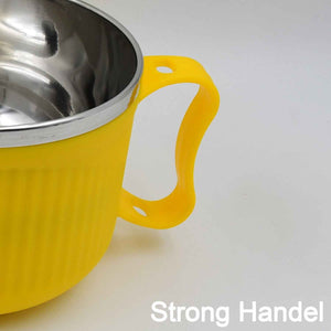 PremiumAV Safe Double-Layer Maggie Bowl with Lid & Handle  Versatile Bowl for Cereals, Fruits, Ramen & More