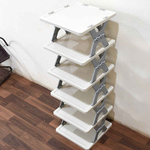 Smart 6-Layer Shoe Rack – Foldable, Collapsible & Heavy-Duty Plastic Stand for Home Entryway Storage Organizer (Mix Color)