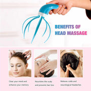 Refreshing head massager tool with comfortable hand grip.