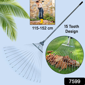 PremiumAV 115-152 CM Rake for Gardening, Stainless Steel Telescopic Garden Rake for Quick Clean Up of Lawn and Yard, Adjustable Rake Claws Spacing Gar  - PremiumAV