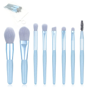 8-Piece Mini Makeup Brush Kit – Portable Premium Synthetic Set with Case (Mix Colors)
