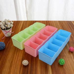 PremiumAV Desktop Storage Organizer Box Set - 5 Grid Compartments for Clothing, Underwear, Socks & Ties (4-Piece)  - PremiumAV