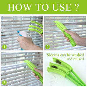 PremiumAV PremiumAV Window Blind Cleaner Brush with Microfiber Sleeves – Dusting Tool for Shutters & AC (1 Pc) –  