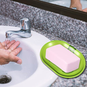 PremiumAV Plastic Soap Dish Holder for Bathroom Shower Wall Mounted Self Adhesive Soap Holder Saver Tray-Plastic Sponge Holder for Kitchen Storage Rac  - PremiumAV