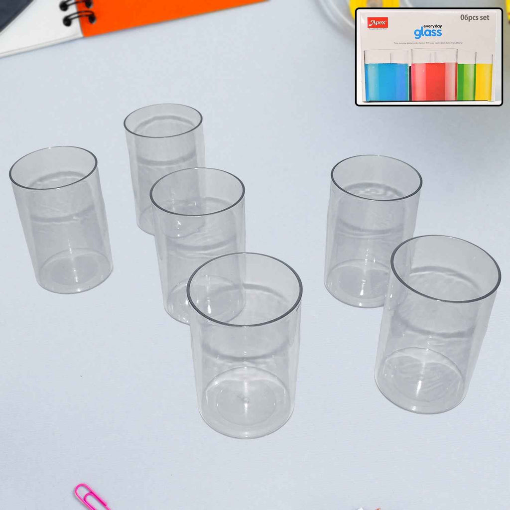Apex Everyday Plastic Glass Set – 6 Pieces Lightweight & Unbreakable