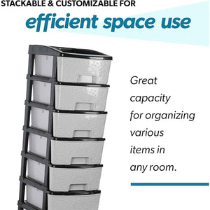 6-Layer Heavy-Duty Plastic Drawer Organizer Cabinet with Stone Texture Drawers