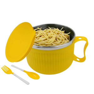 PremiumAV Safe Double-Layer Maggie Bowl with Lid & Handle  Versatile Bowl for Cereals, Fruits, Ramen & More