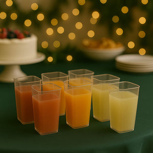 Unbreakable Stylish Transparent Square Design Water / Juice / Beer / Wine Tumbler Plastic Glass Set ( 300 ML, Pack of 6)