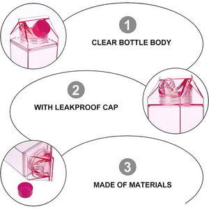 PremiumAV Plastic Milk Carton Colorful Clear Water Bottle, 17 Oz Portable Milk Box Leakproof Square Juice Bottle for Outdoor Sports Travel Camping  n - PremiumAV