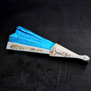 PremiumAV Hand Folding Fan, Chinese Vintage Style Handheld Fan with Fabric Sleeve