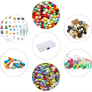 15-Grid Clear Plastic Jewelry Organizer Box with Dividers (1 Pc)