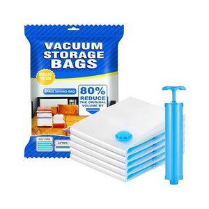 PremiumAV Vacuum Storage Bags with Suction Pump & Shirt clips - Vacuum Bags - Big Capacity Vacuum Seal Bags for Travel Clothes Blankets Pillows, Compr - PremiumAV
