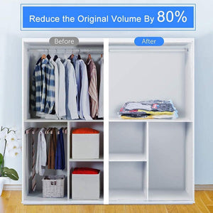 PremiumAV Vacuum Storage Bags with Suction Pump & Shirt clips - Vacuum Bags - Big Capacity Vacuum Seal Bags for Travel Clothes Blankets Pillows, Compr - PremiumAV