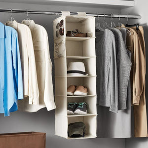 PremiumAV PremiumAV 6 Shelf Hanging Closet Organizer, Space Saver, Sweater & Clothing Shelves, Breathable Material Keeps Away Dust & Odors, –  