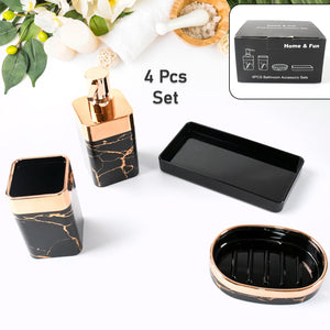 PremiumAV PremiumAV Bathroom Accessories Set, Bathroom Decor with 1 Soap Dispenser, 1 Tumbler, 1 Tray, 1 Soap Dish for Bathroom, Kitchen, Office, Gift for Women 