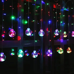 12  Wish Balls Window Curtain String Lights with 8 Flashing Modes Decoration for Home Decoration, Diwali & Wedding LED Christmas Light Indoor and Outdoor Light ,Festival Decoration (Plastic, Multi Color)  - PremiumAV
