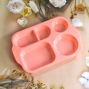 Unbreakable Plastic Food Plates / Biodegradable 5 Compartment Square Plate for Food  - PremiumAV