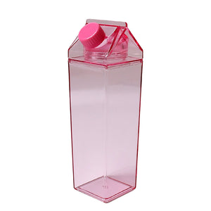 PremiumAV Plastic Milk Carton Colorful Clear Water Bottle, 17 Oz Portable Milk Box Leakproof Square Juice Bottle for Outdoor Sports Travel Camping  n - PremiumAV