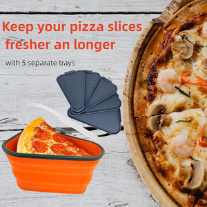 PremiumAV Reusable Expandable Pizza Storage Container with 5 Microwavable Trays  Adjustable for Home & Outdoor Use  - PremiumAV