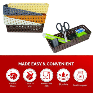 PremiumAV Plastic Multipurpose Desk Organizer Tray Office Drawer Dividers Storage Bins for Kitchen, Bathroom, Office, Makeup, Bedroom Dresser, Craft B  - PremiumAV