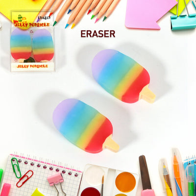 PremiumAV Jelly Popsicle Erasers  Cute & Fancy Mini Erasers for Kids (2 Pc Set, Mix Design)