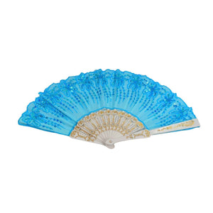 PremiumAV Hand Folding Fan, Chinese Vintage Style Handheld Fan with Fabric Sleeve