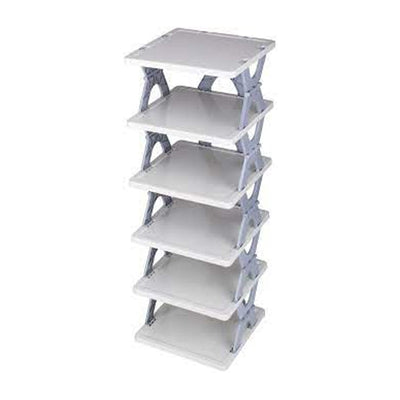 PremiumAV Smart Shoe Rack with 6 Layer Shoes Stand Multifunctional Entryway Foldable & Collapsible Door Shoe Rack Free Standing Heavy Duty Plastic