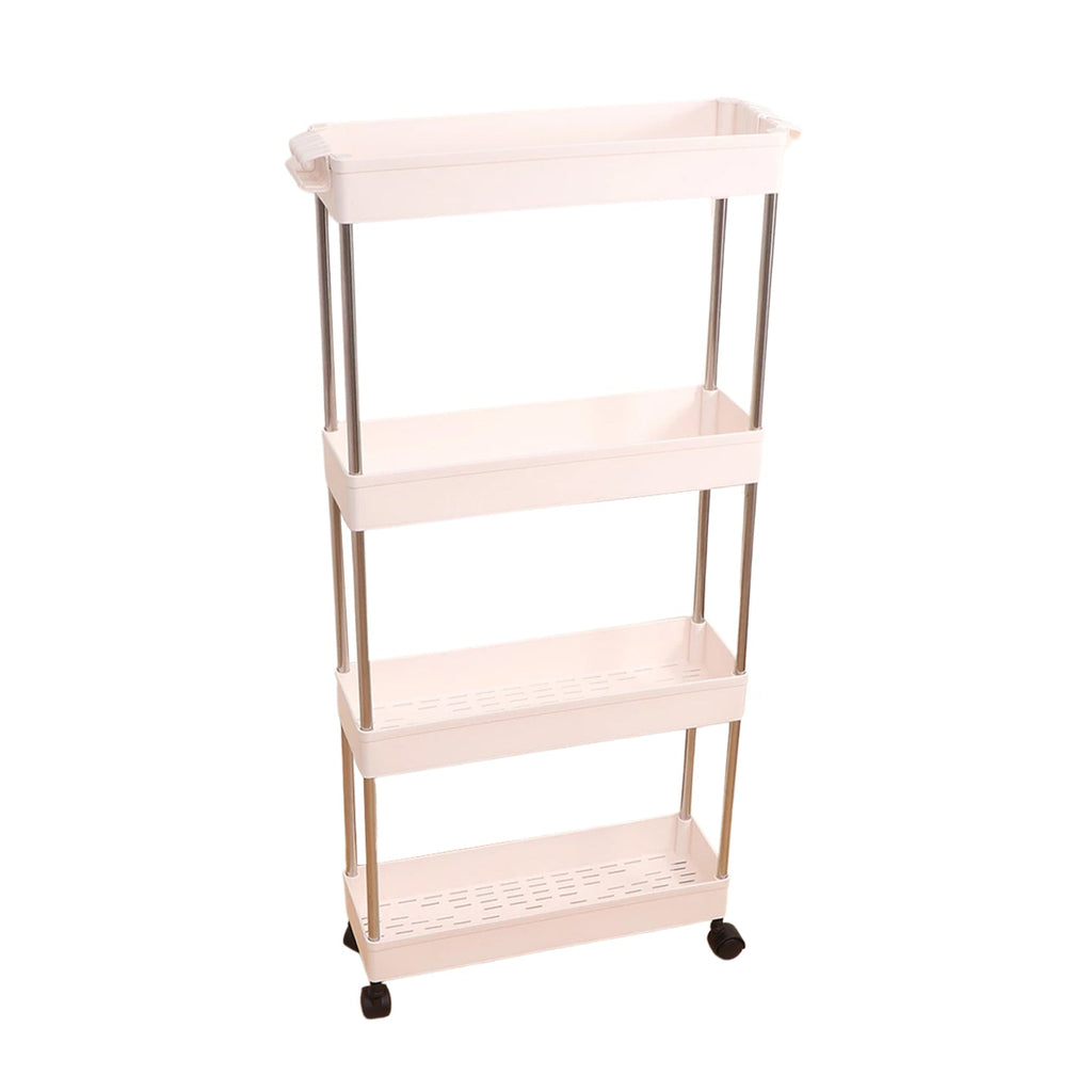 PremiumAV PremiumAV Plastic 4 layer folding trolly Storage Organizer for Kitchen Storage Rack Shelf Trolley Rack with Caster Wheels (4 LAYER) –  