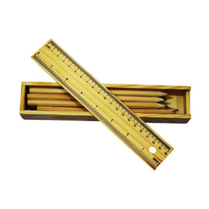 PremiumAV Colorful Wooden Pencil Set with Pencil box, Ruler, Sharpener For for Kids, Artist, Architect (12 Pcs Set)  - PremiumAV