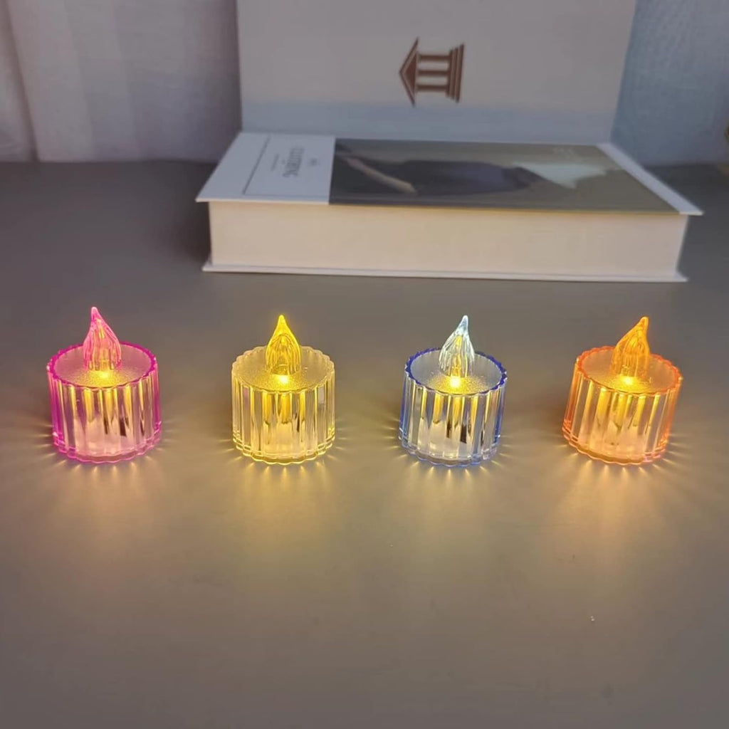 PremiumAV PremiumAV 12 Pcs Flameless and Smokeless Decorative Acrylic Candles Transparent Led Tea Light Candle for Gifting, House, Diwali, Christmas, Festival,  