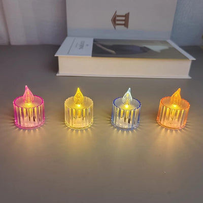 PremiumAV 12 Pcs Flameless and Smokeless Decorative Acrylic Candles Transparent Led Tea Light Candle for Gifting, House, Diwali, Christmas, Festival,