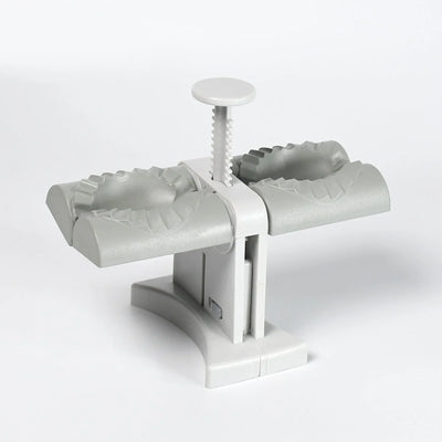 PremiumAV Double-Head Dumpling Maker Mold  Press Two Dumplings at Once (Brown Box)