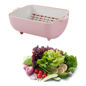PremiumAV PremiumAV Multifunctional BPA Free Double Layered Plastic Rotatable Strainer Basket  (Multicolor) –  