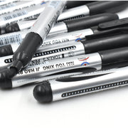 Hand holding an InkGlow Permanent Black Marker for smooth writing.