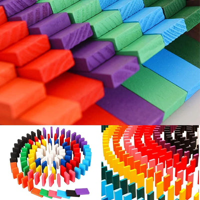 PremiumAV 100PC DOMINO BLOCKS SET MULTICOLOR WOODEN TOY BUILDING INDOOR GAME TOY