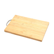 Bamboo chopping board displayed in a modern kitchen setting.