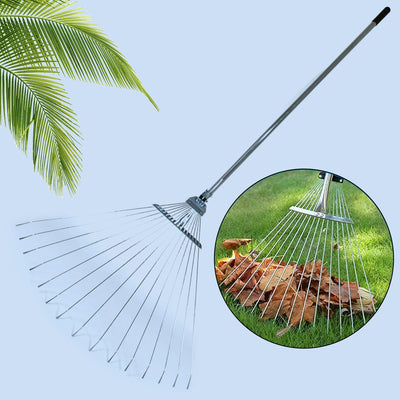 PremiumAV 115-152 CM Rake for Gardening, Stainless Steel Telescopic Garden Rake for Quick Clean Up of Lawn and Yard, Adjustable Rake Claws Spacing Gar
